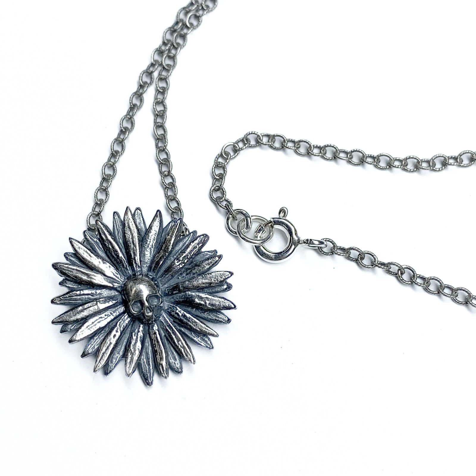 FINAL SALE: Daisy necklace in oxidized sterling silver